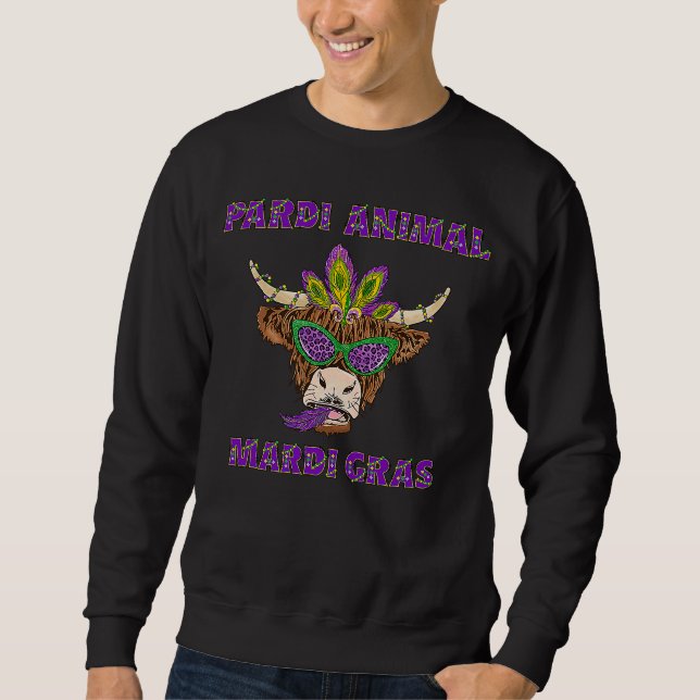PARTY ANIMAL Mardi Gras 2023 Festival Drinking Cow Sweatshirt (Vorderseite)