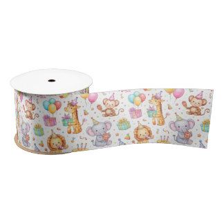 Party Animal Parade – Wasserfarben-Geburtstagsdesi Satinband