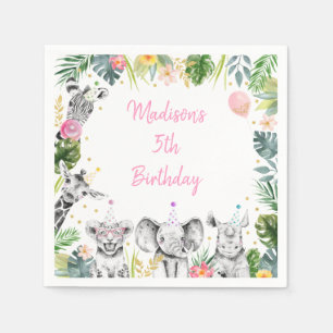 Party Animal Pink Gold Tropical Safari Geburtstag Serviette