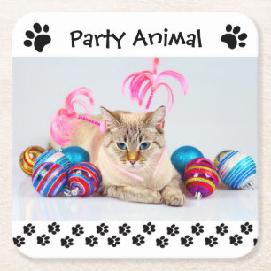 Party Animal - Quadratischer Getränkeuntersetzer Rechteckiger Pappuntersetzer