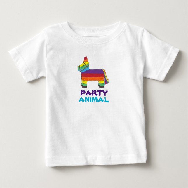 PARTY ANIMAL Rainbow Donkey Piñata Birthday Fiesta Baby T-shirt (Vorderseite)