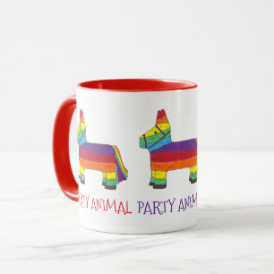 PARTY ANIMAL Rainbow Donkey Piñata Birthday Fiesta Tasse