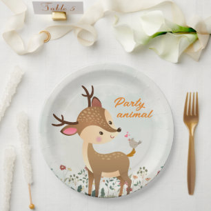 Party Animal, Rentier & Heart Liebe Moderne Pappteller