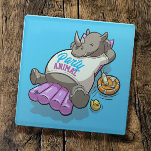 Party Animal Rhino Aufblasbare Matratze Cartoon Glasuntersetzer