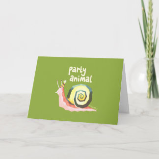 Party animal snail greetings card (green) karte