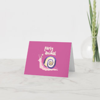 Party animal snail greetings card (pink) karte