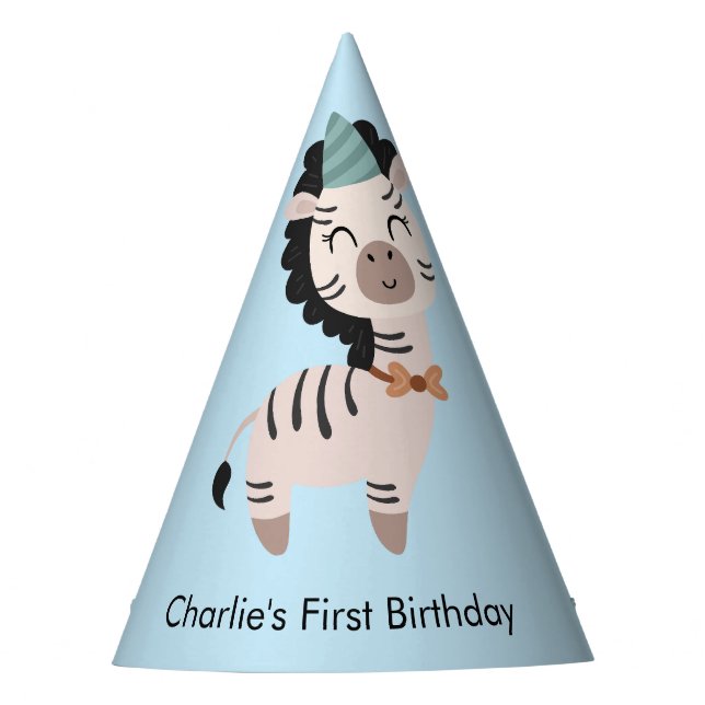 Party Animal Zebra, Geburtstag Partyhütchen (Vorderseite)