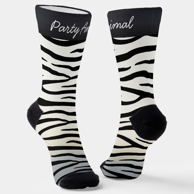 "Party Animal" Zebra Print Fun Personalizable Text Socken (Gewinkelt)