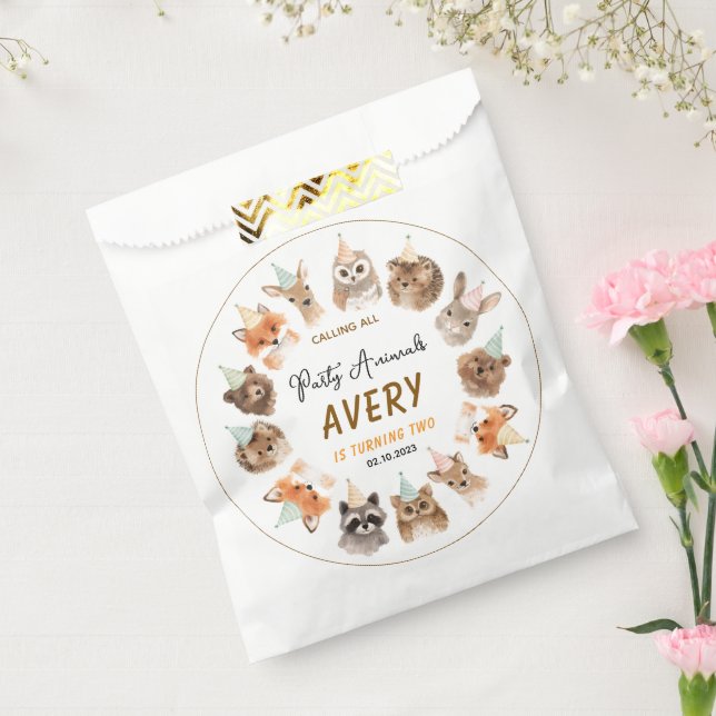 Party Animals 2. Geburtstag | Süße Dschungeltiere Geschenktütchen (Versiegelt)