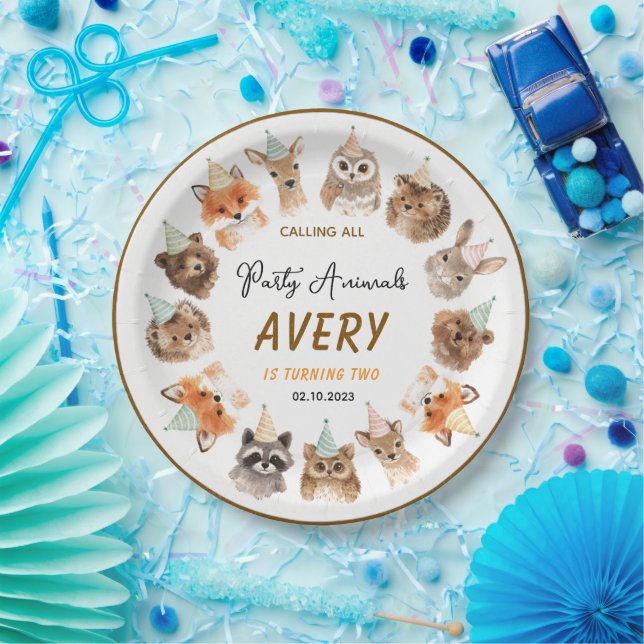 Party Animals 2nd Birthday | Cute Jungle Animal Pappteller (Party)