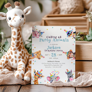 Party Animals 4. Geburtstag Kinder Safari Einladung