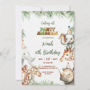 Party Animals 6. Geburtstagseinladung   Safari-Tie Einladung