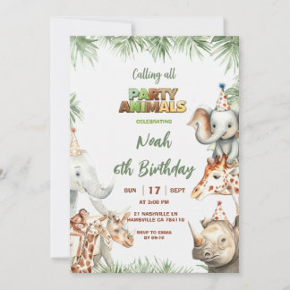 Party Animals 6. Geburtstagseinladung | Safari-Tie Einladung