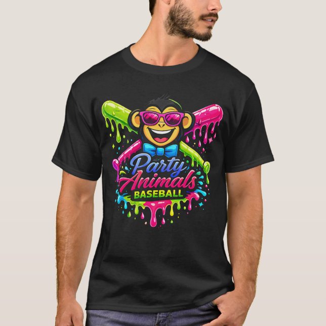Party Animals Baseball Funny T-Shirt (Vorderseite)
