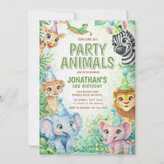 Party Animals Birthday Invitation | Safari Animal Einladung