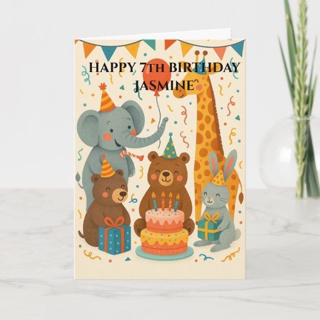 Party Animals Celebrating a Birthday Custom  Karte (Vorderseite)