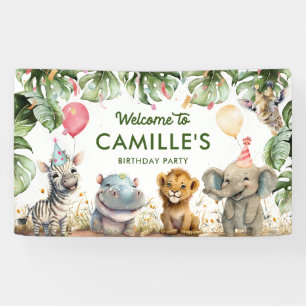 Party Animals Dschungel-Safari-Geburtstagsbegrüßun Banner