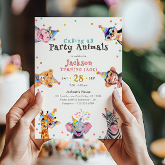 Party Animals Editierbare Altersangabe Kindergebur Einladung