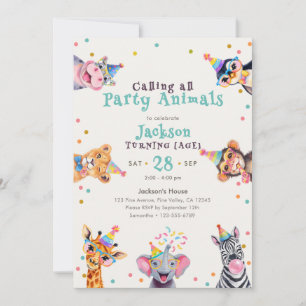 Party Animals Editierbare Altersangabe Kindergebur Einladung