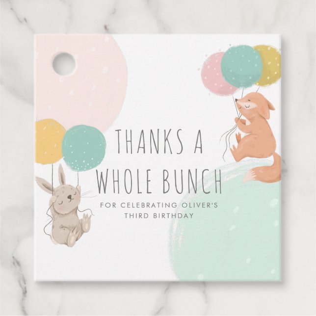 Party Animals Farbiges Kindergeburtstag Party Geschenkanhänger (Vorderseite)