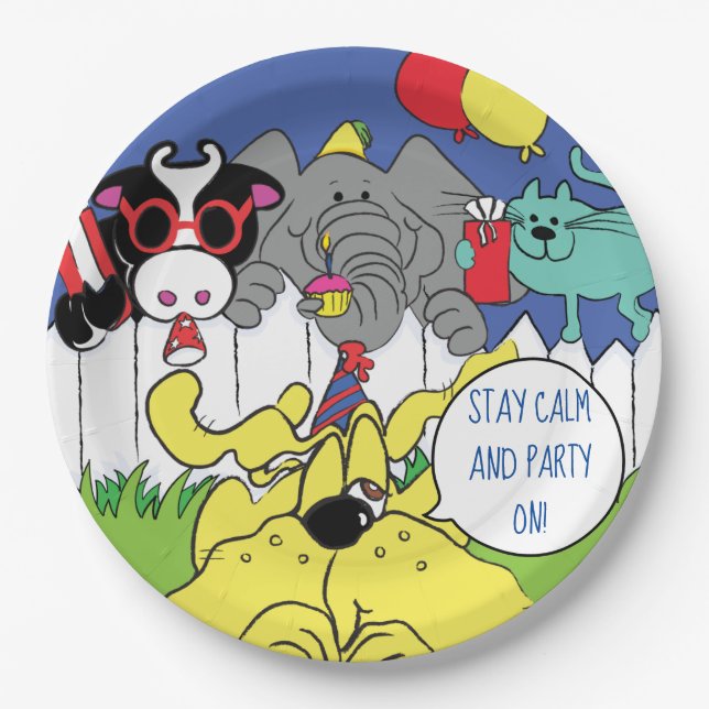 Party Animals Funny Birthday Party Pappteller (Vorderseite)