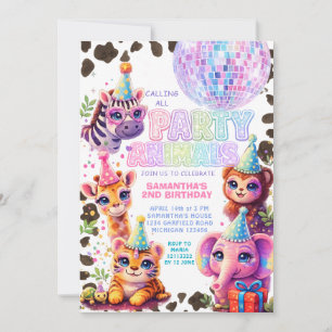 Party Animals Geburtstagseinladung   Regenbogen Di Einladung