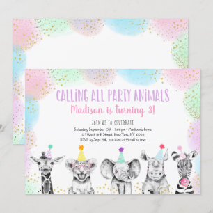 Party Animals Girl Safari Geburtstagsfeier Einladu Einladung