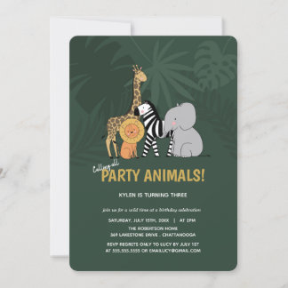 Party Animals Jungle Safari Kindergeburtstag Einladung
