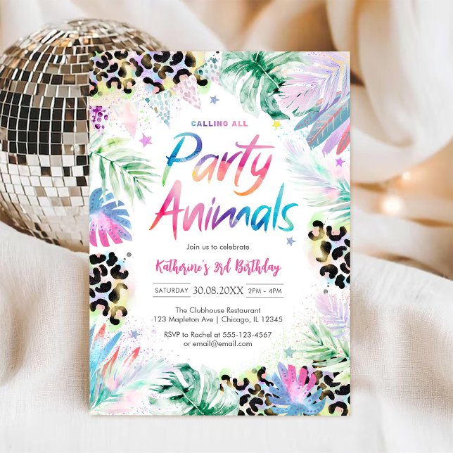 Party Animals Leopard Jungle Birthday Invitation Einladung (Von Creator hochgeladen)