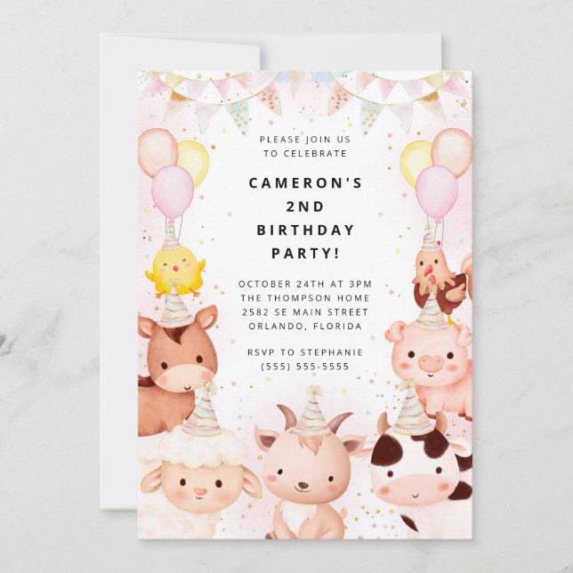 Party Animals Safari Birthday Party Invitation Einladung (Vorderseite)