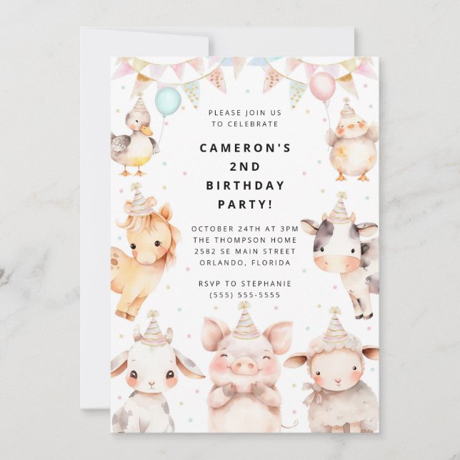 Party Animals Safari Birthday Party Invitation Einladung (Vorderseite)