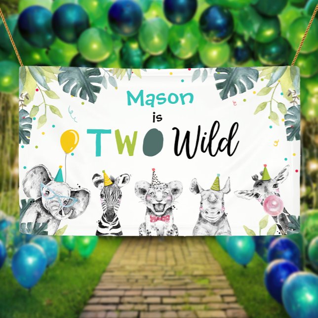 Party Animals Safari Boy Two Wild Blue Hintergrund Banner (Von Creator hochgeladen)
