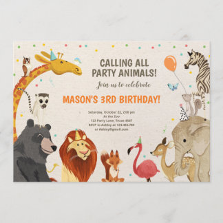 Party Animals Safari Girl Boy Animals Geburtstag Einladung