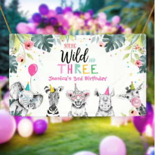 Party Animals Safari Girl Dritter Geburtstag Hinte Banner