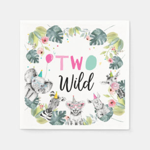 Party Animals Safari Girl Pink Zweites Geburtstag  Serviette