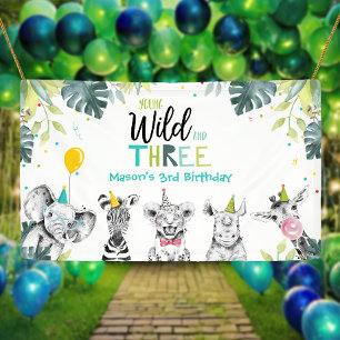 Party Animals Safari Junge 3. Geburtstag Hintergru Banner