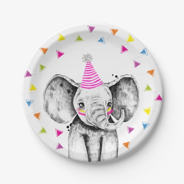 Party Animals Safari Wild Elephant Jungle Birthday Pappteller (Vorderseite)
