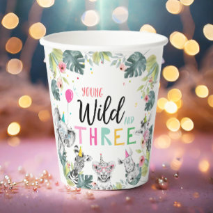 Party Animals Safari Young Wild und Drei Geburtsta Pappbecher