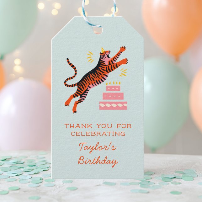 Party Animals Tiger Kids Birthday Thank You Geschenkanhänger (Von Creator hochgeladen)