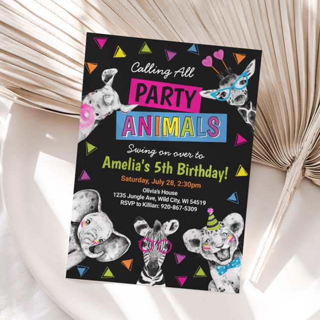 Party Animals Wild Safari Birthday Party Einladung (Party Animals Birthday Invitation)