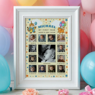Party Animals ZOO 1. Geburtstags-Foto-Timeline Poster