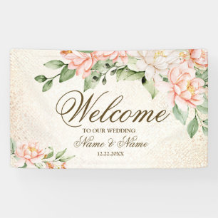 Party Aquarell Peach Weiße Blume Elegante Banner