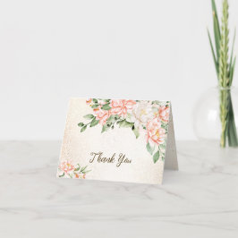 Party Aquarell Peach Weiße Blume Elegante Dankeskarte