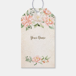 Party Aquarell Peach Weiße Blume Elegante Geschenkanhänger