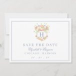 Party Aquarell Wappen Save The Date<br><div class="desc">Laden Sie Ihre Gäste zu einem Abend im Garten mit diesem wunderschönen Aquarell Blumen Hochzeit-Wappen speichern Sie die Daten. Jeder Einsatz ist köstlicher bunt als der nächste. Mit blauen, pfirsichfarbenen, rosa, grünen und cremefarbenen Pop ist jedes elegante und skurrile Detail Ihres Tages perfekt aufeinander abgestimmt. Weitere Arbeiten und Informationen zu...</div>