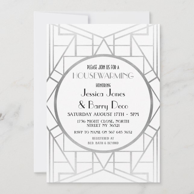 Party Art Deco Gatsby Housewarming im 19. Jahrhund Einladung (Vorderseite)