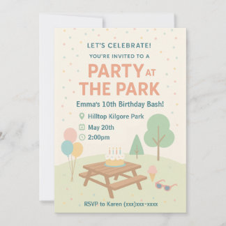 Party at The Park Birthday Invitation Einladung