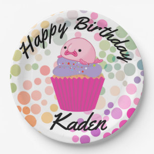 Party auf dem Birthday Blobfish Paper Plate Pappteller