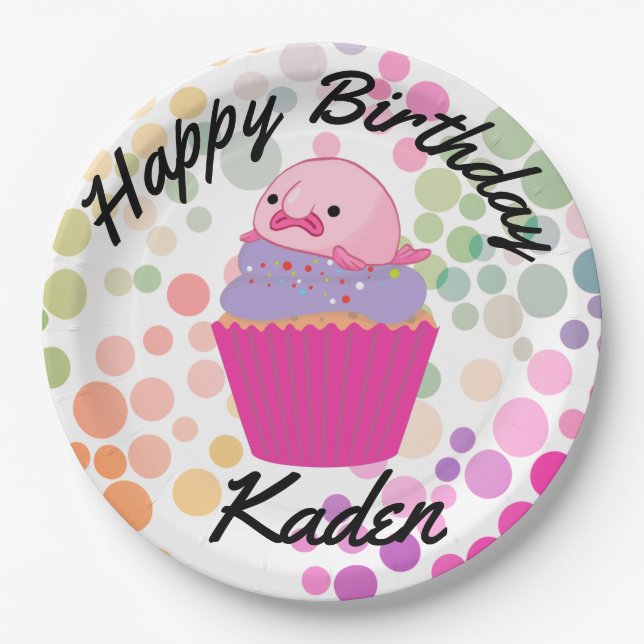 Party auf dem Birthday Blobfish Paper Plate Pappteller (Vorderseite)