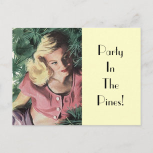 Party auf der Postkarte in den Pines Retro Vintage